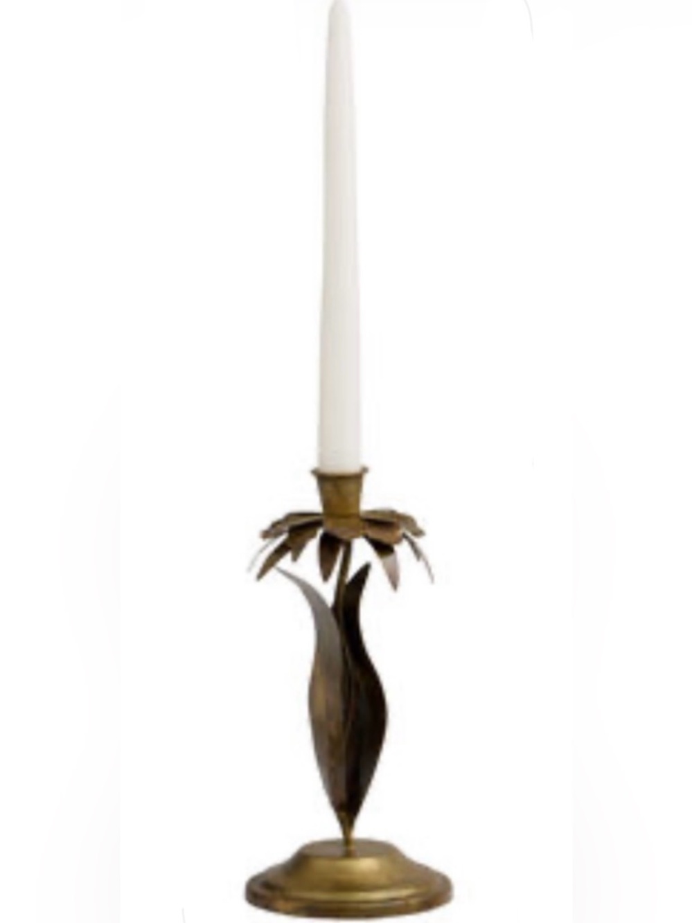 WORLD MARKET NWT Antiqued bronze daffodil taper candle holder- 6wx9h